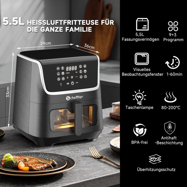 Friteuse à air chaud 5,5 L avec fenêtre – Image 6